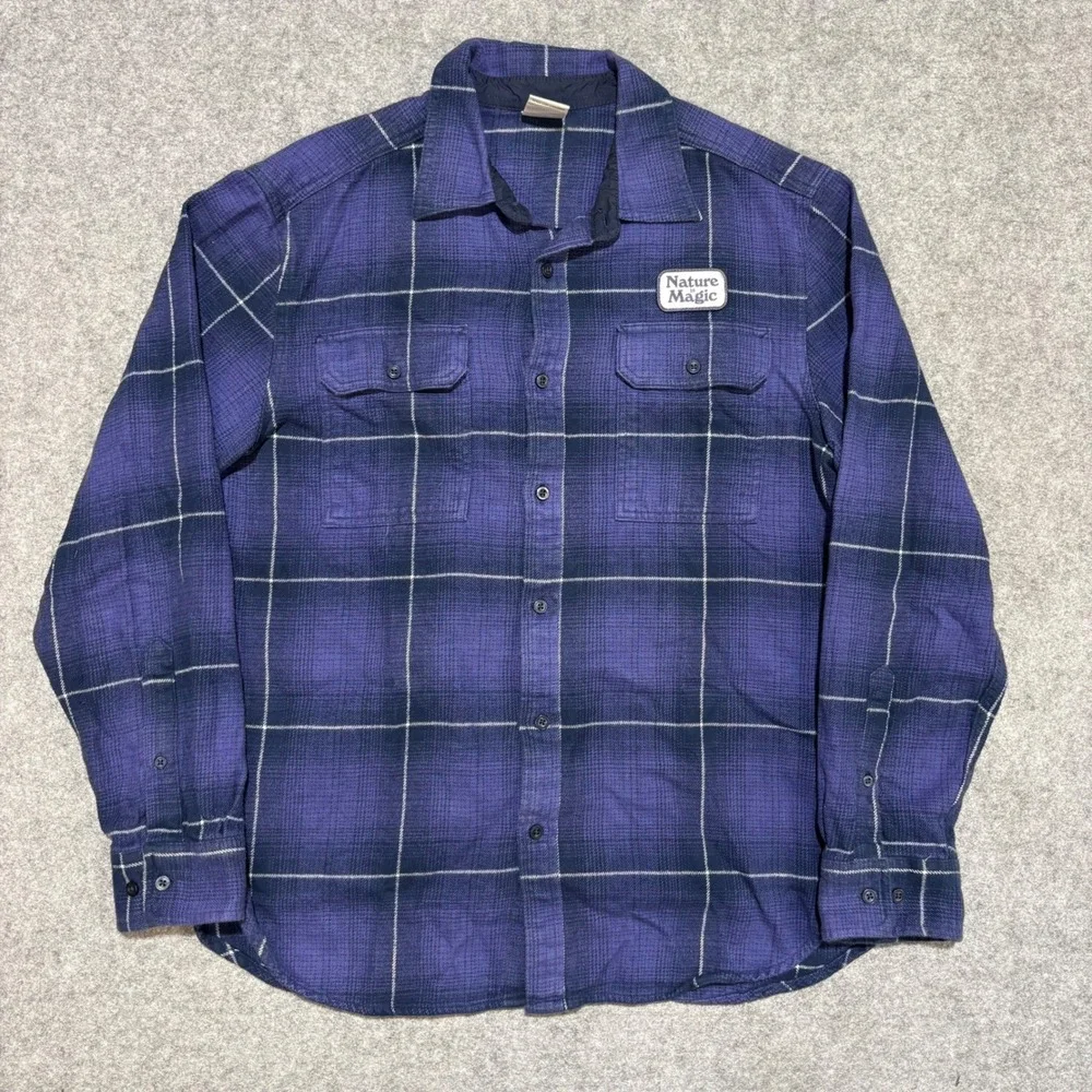 The North Face Mens Large Purple Plaid Flannel Nature is Magic Patch Shirt